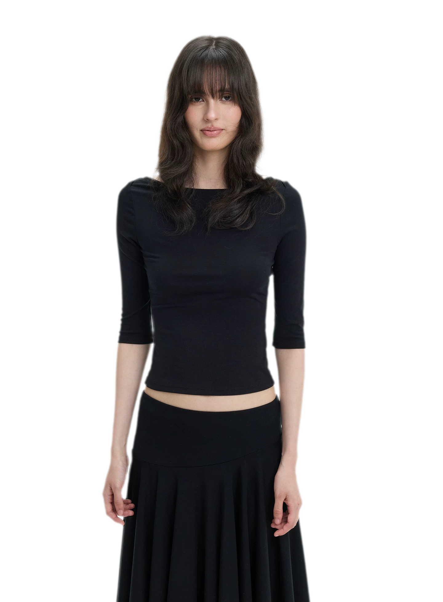Lyocell Boat Neck Knit Top