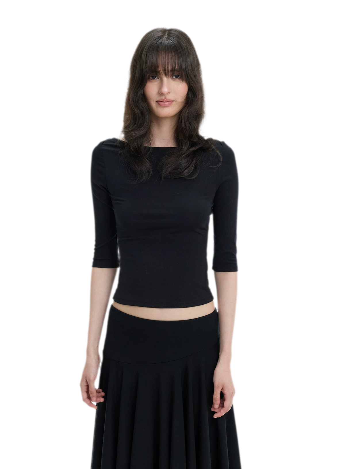 Lyocell Boat Neck Knit Top