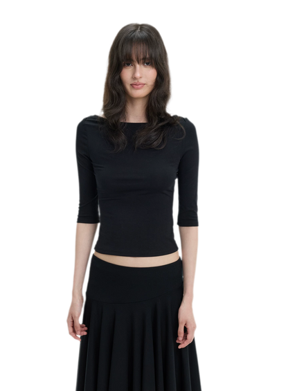 Lyocell Boat Neck Knit Top