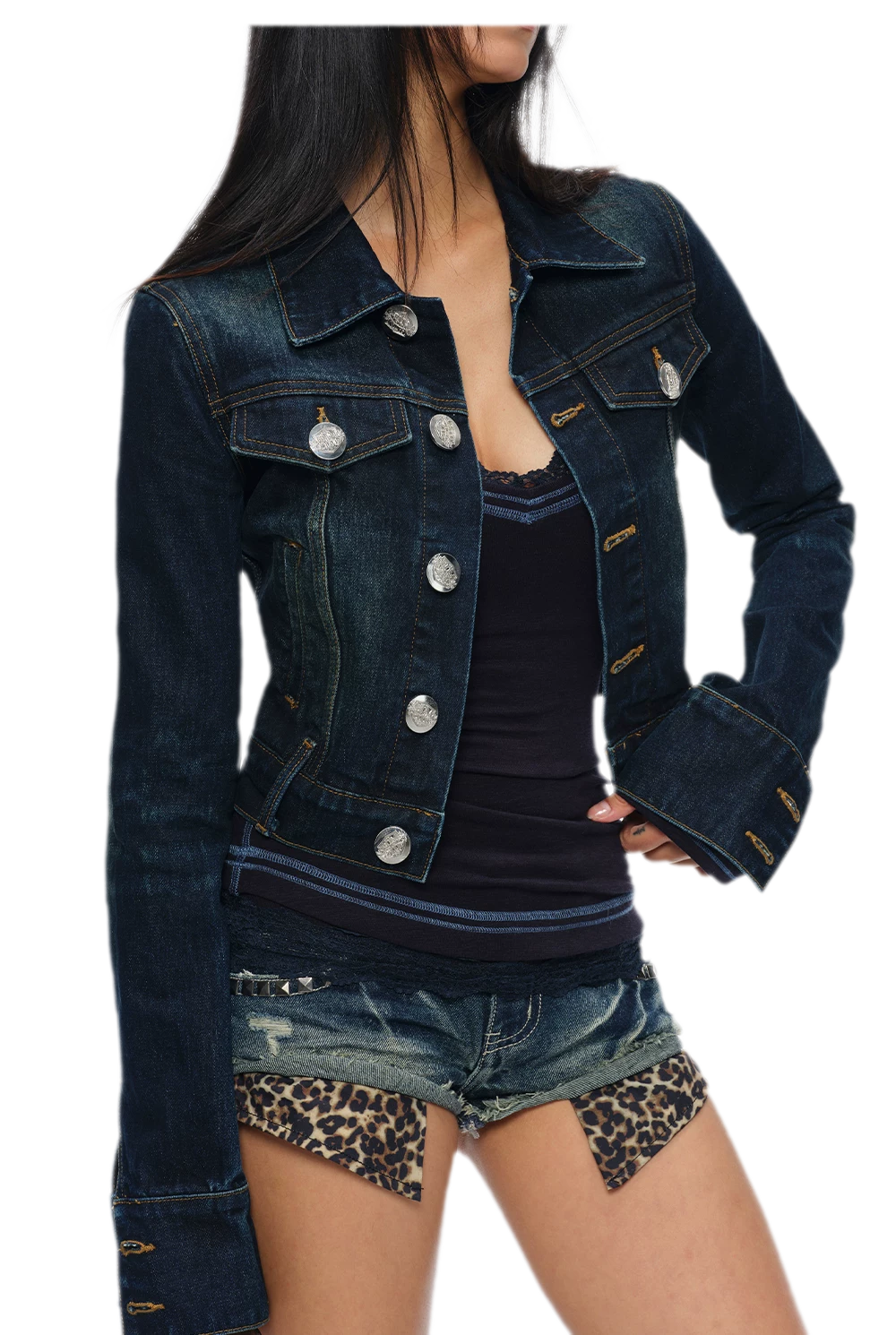 Embroidered Cropped Denim Jacket