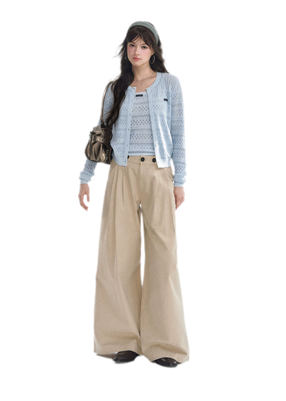 Openwork Cropped Knit Set