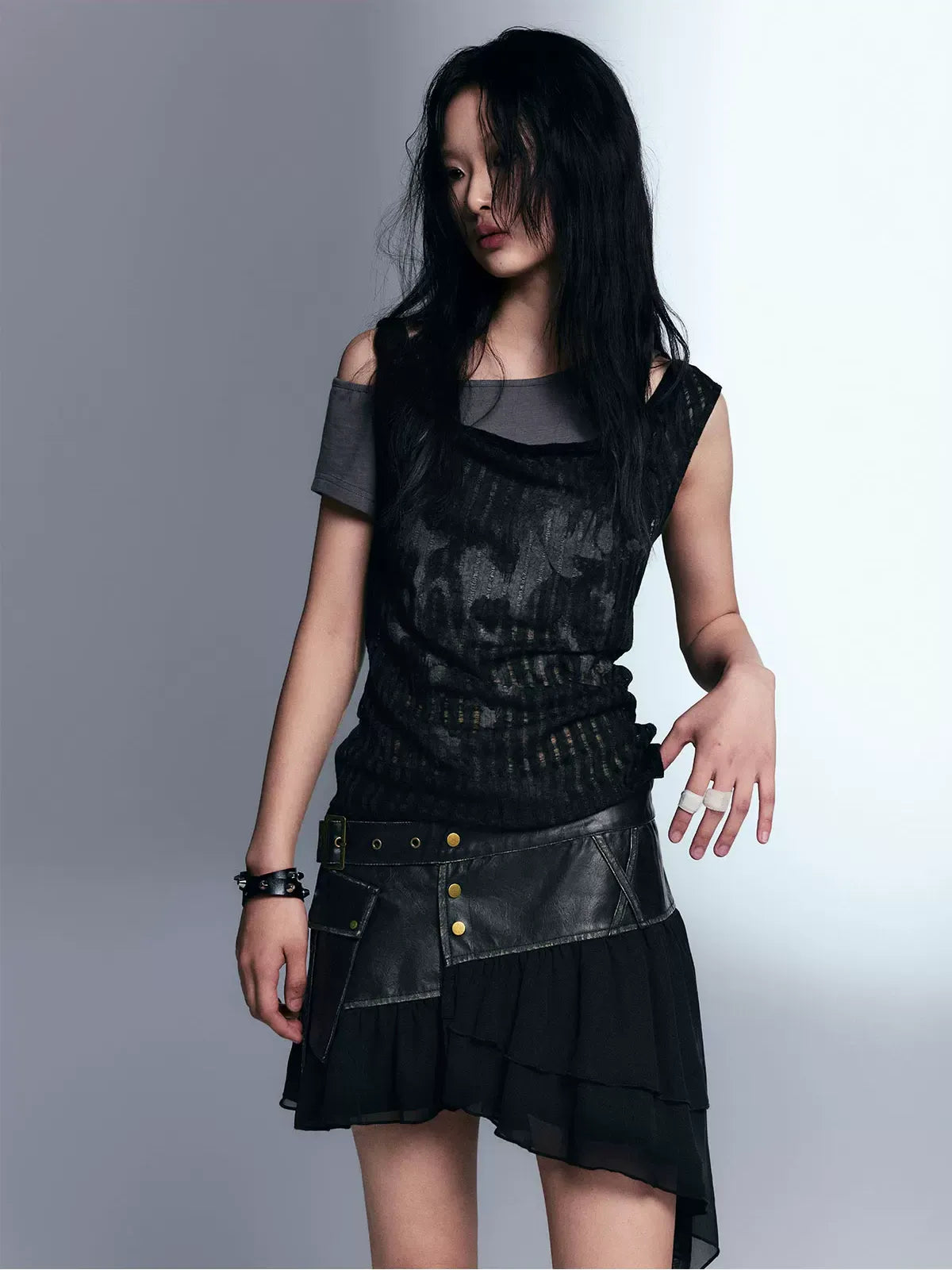 Punk Graffiti Layered T‑Shirt