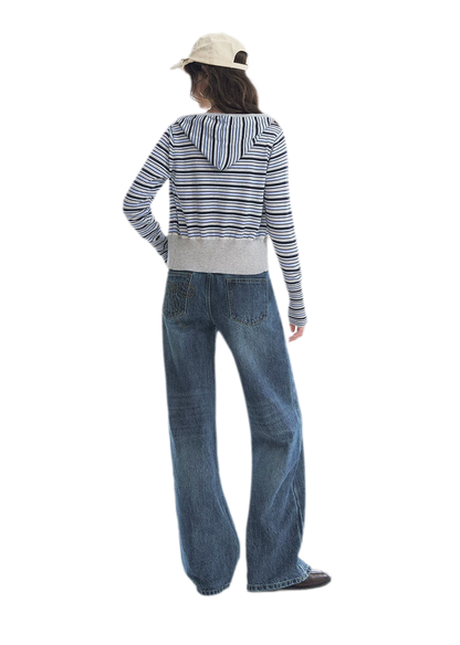 Washed Bow Embroidered Jeans