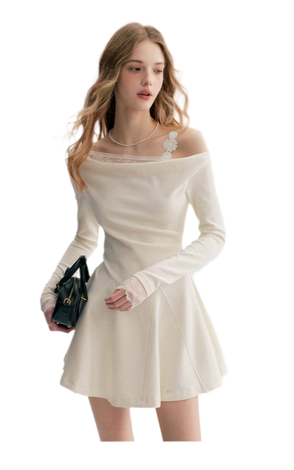 Daisy Lace One-Shoulder Dress
