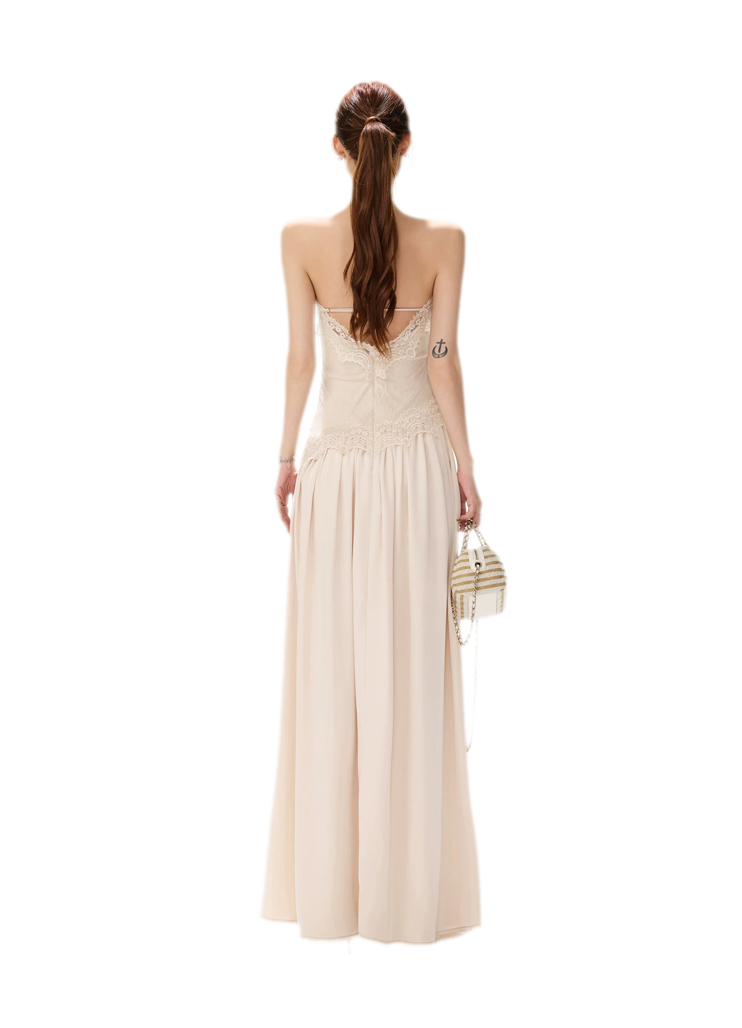 Lace Backless Satin Dress