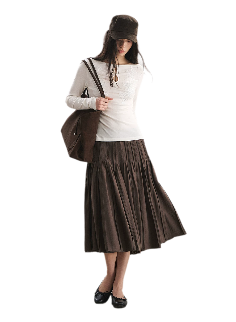 Top en maille Tencel brodé avec découpes