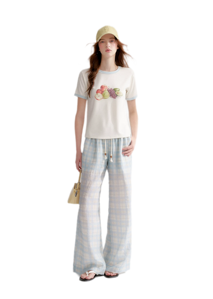 Rhinestone Fruit Print Tee