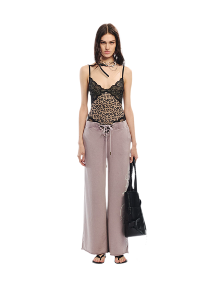 Vintage Letter Print Wide-Leg Pants