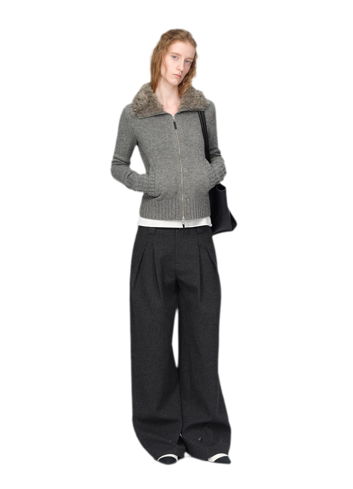 Wool Ribbed Fitted Cardigan