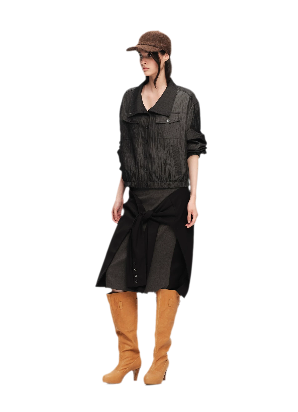 Lightweight High-Collar Cropped Jacket