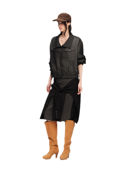 Lightweight High-Collar Cropped Jacket