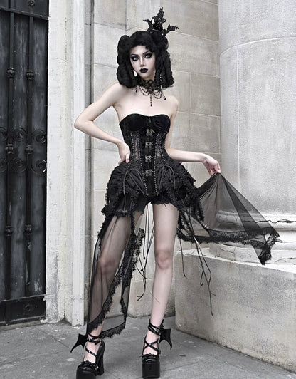 Áo corset bustier nhung lồng chim