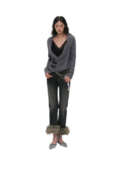 Vintage Washed Cropped Flare Jeans