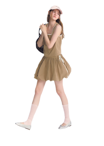 Ruched Lace Bubble Dress