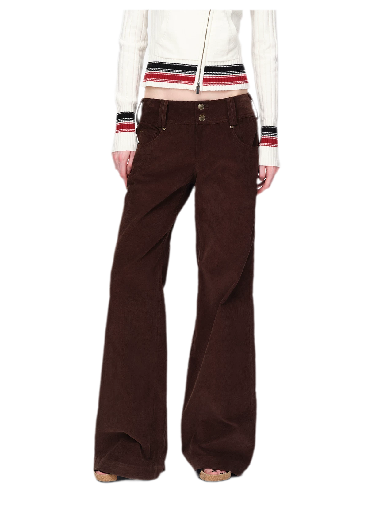 Washed Corduroy Wide-Leg Trousers