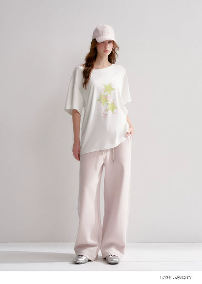 Asymmetrical Starfruit Print T-shirt