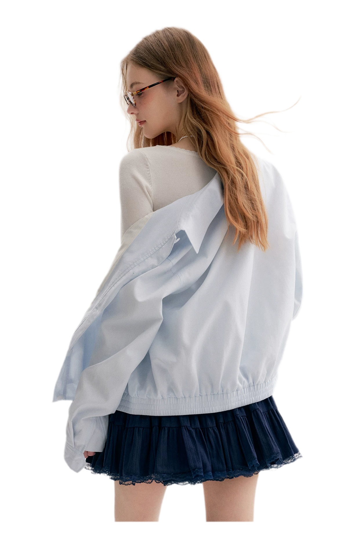 Ramie Cotton Lace-Trimmed Jacket