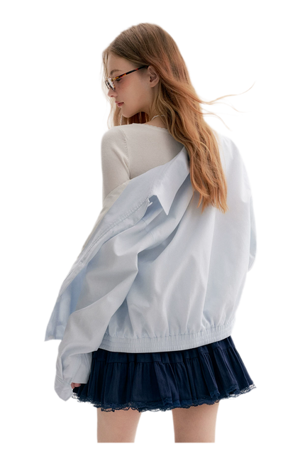 Ramie Cotton Lace-Trimmed Jacket
