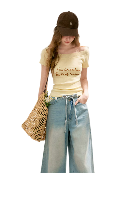 Bow Wide-Leg Jeans
