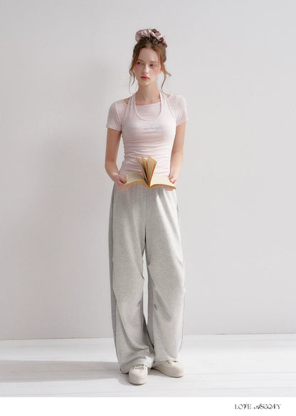 Lyocell Rhinestone Pleated Short Sleeve T-Shirt