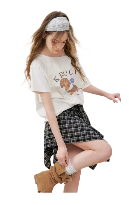 Asymmetric Lace Patchwork Plaid Skirt/Top