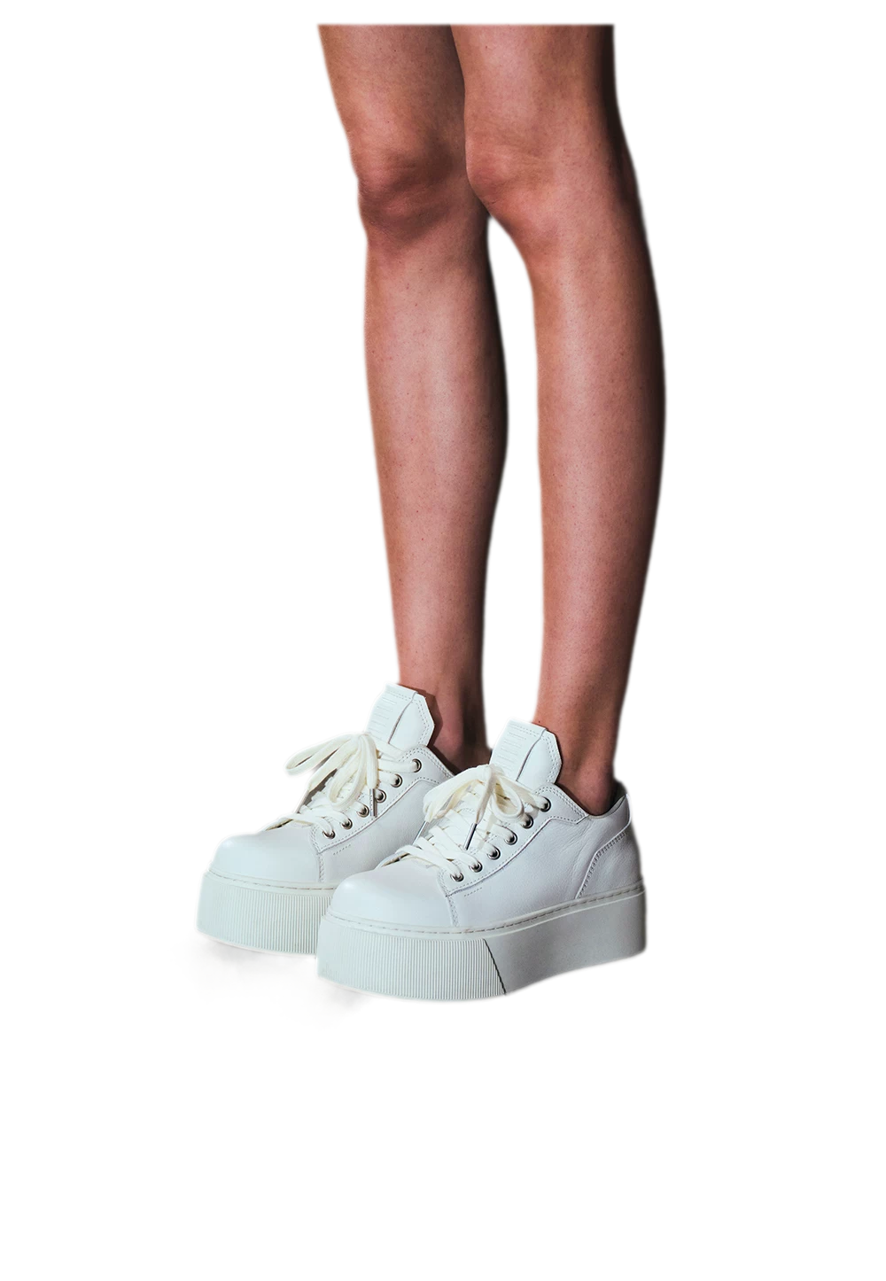 Sculptural Leather Thick-Soled Sneakers