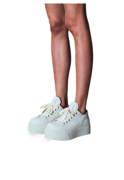 Sculptural Leather Thick-Soled Sneakers