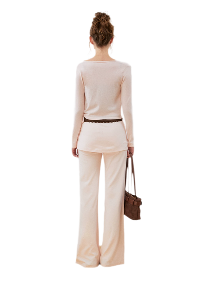 Organic Cotton Faux-Layer Flare Sweatpants