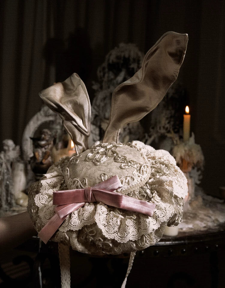 Vintage Lace Rabbit Ear Hat