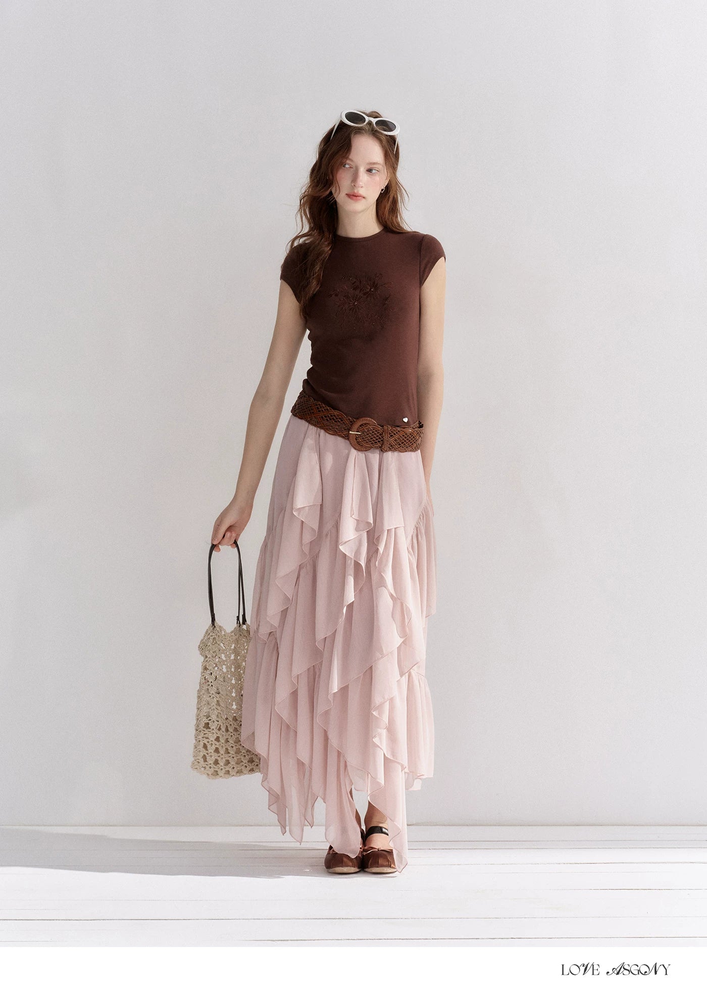 Irregular Ruffle Edge Chiffon Skirt