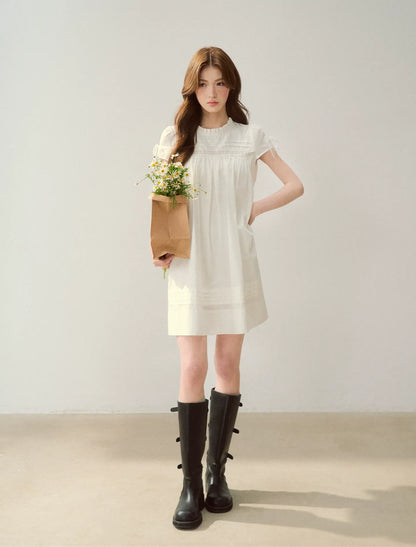 Embroidered Ruffle Dress