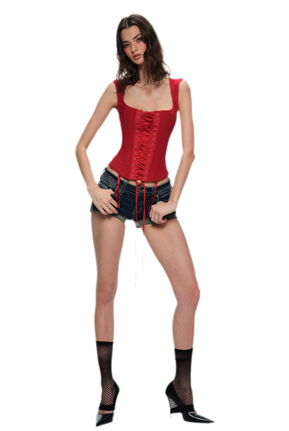 Lace-Up Boned Cropped Corset