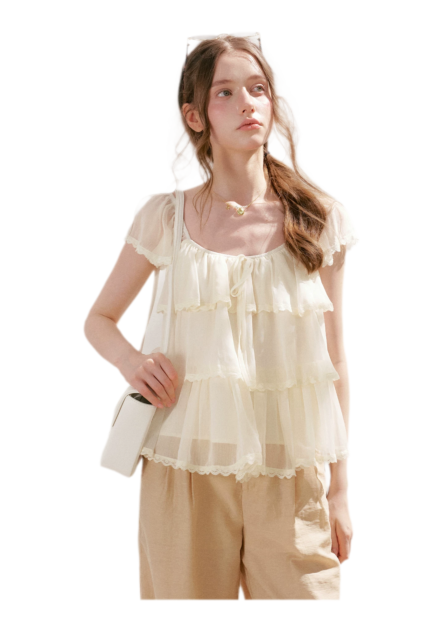 Tiered Ruffle Chiffon Blouse
