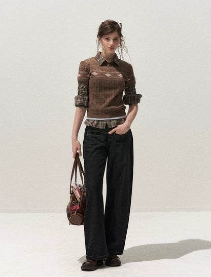 Fair Isle Cropped Knit Sweater