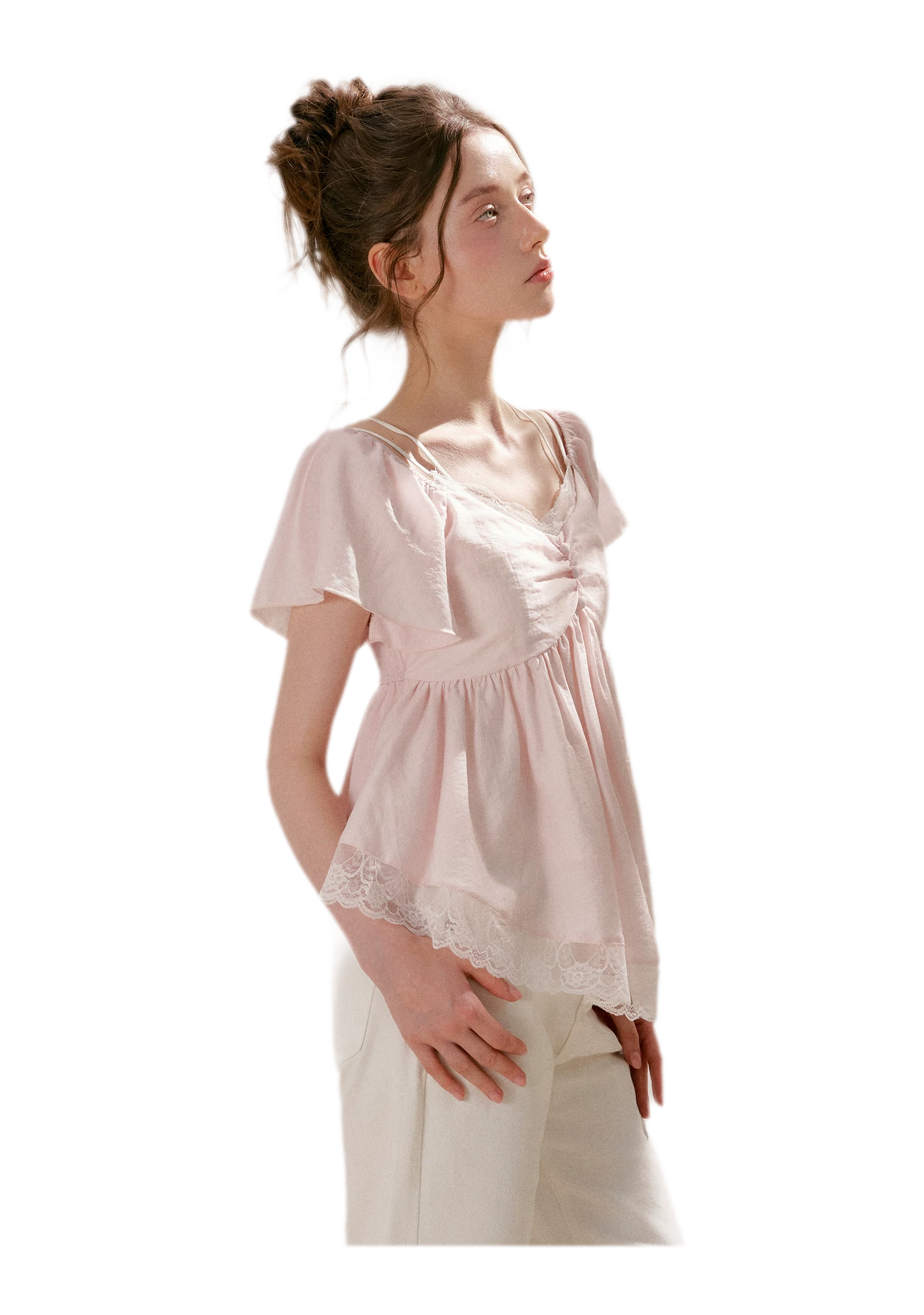 Tencel Lace V-Neck T-Shirt
