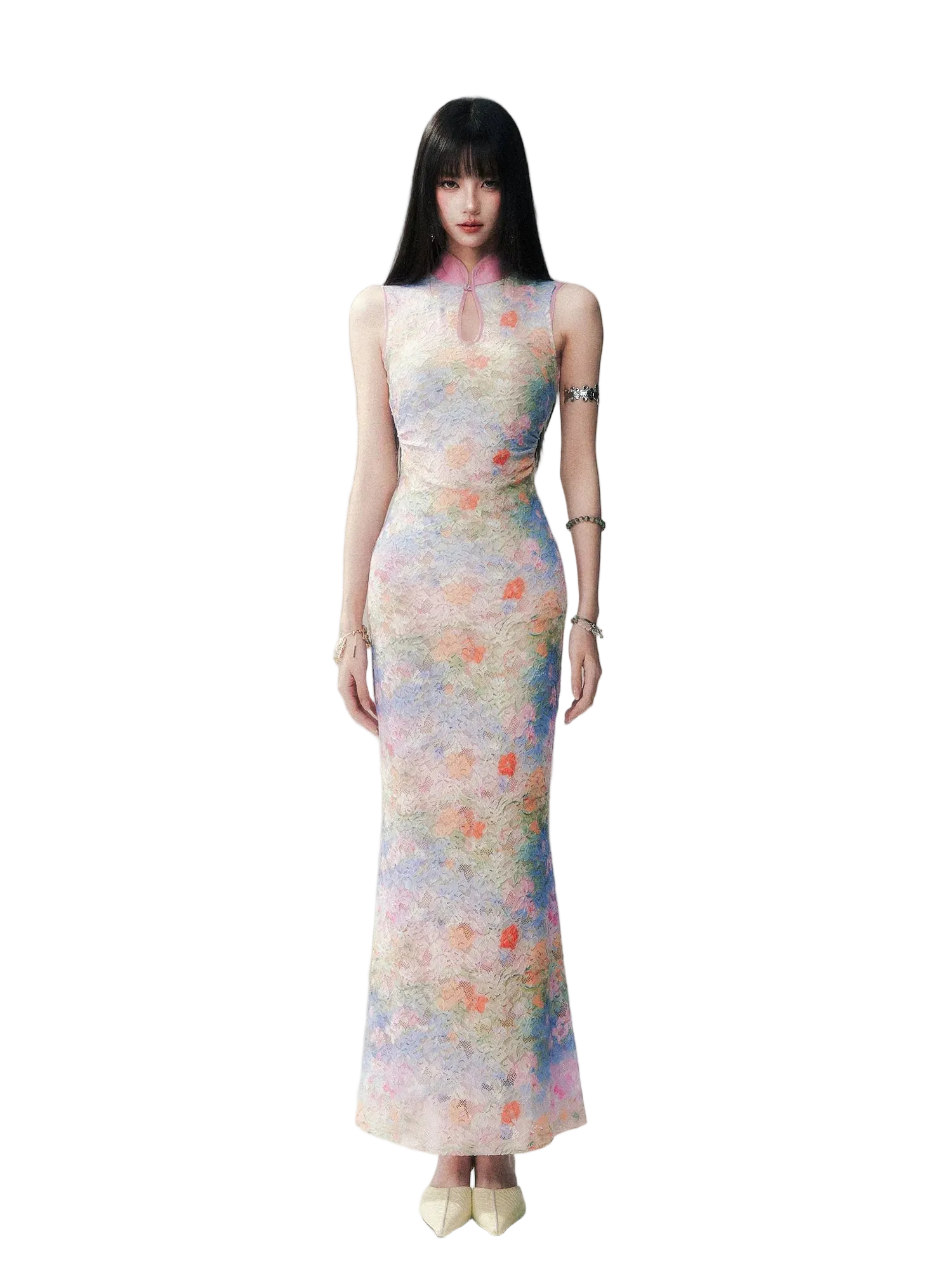 Spring Oil Painting Qipao Dress