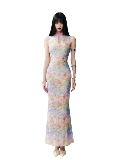 Spring Oil Painting Qipao Dress