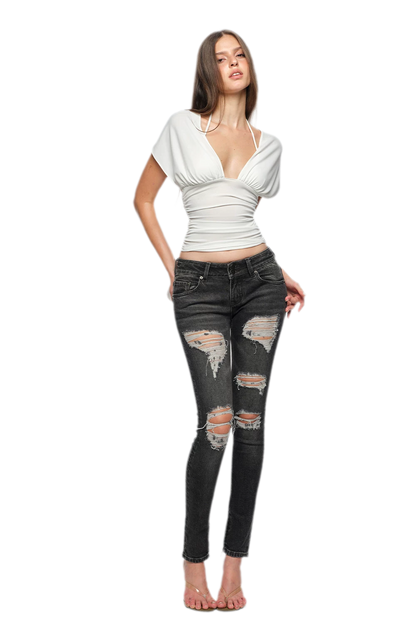 Deep V Ruched Top