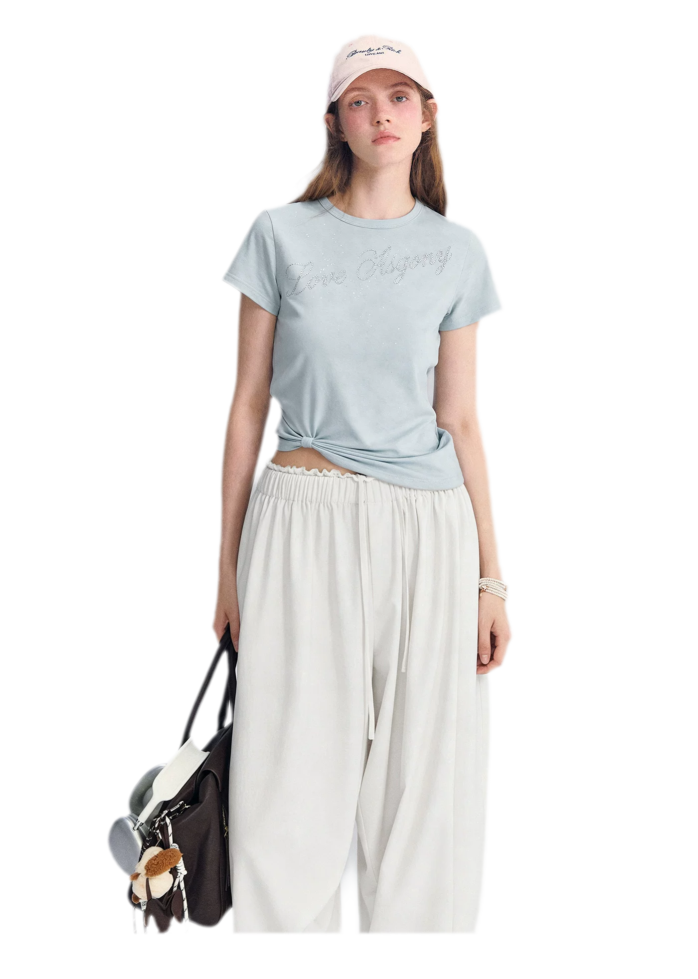 Rhinestone Twisted Hem Tee
