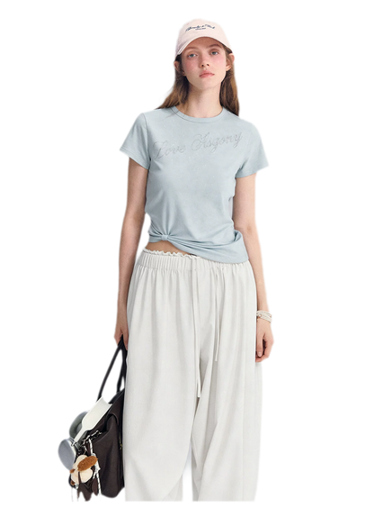 Rhinestone Twisted Hem Tee