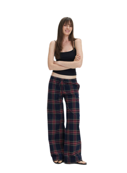 Vintage Plaid Low-Rise Bottoms