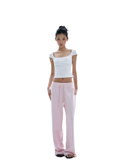 Wide-Leg Drawstring Sweatpants