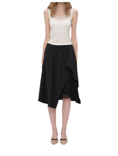 Silky Draped A-Line Skirt