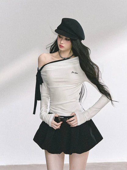 Asymmetrisches gerafftes Crop-T-Shirt