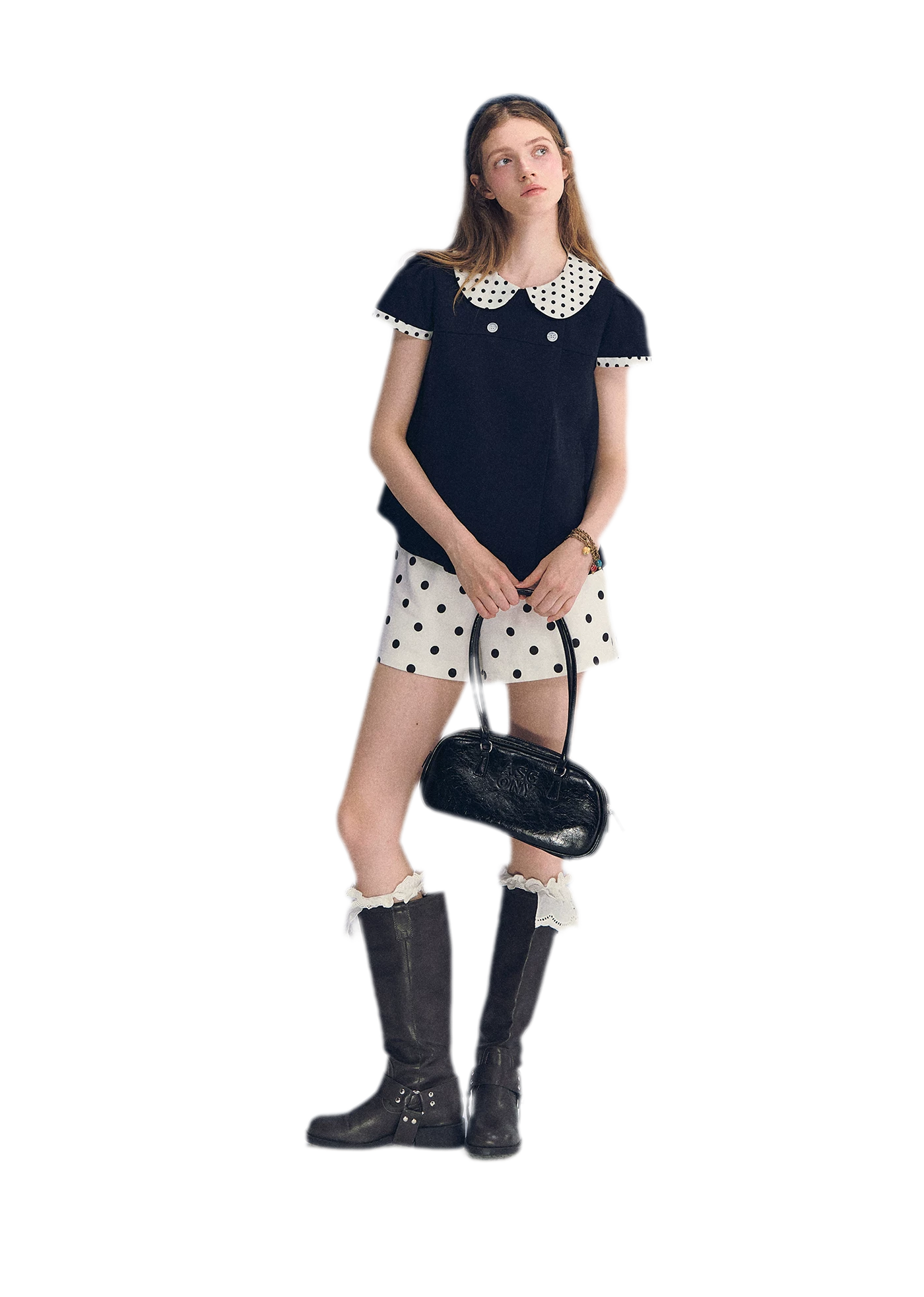 Polka Dot Doll Collar Top