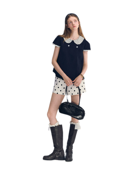 Polka Dot Doll Collar Top