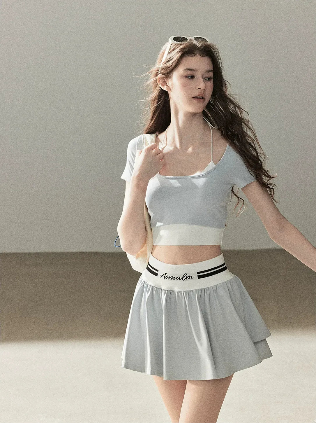 Contrast Layered Tennis Skort Set
