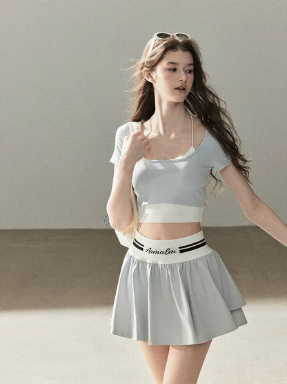 Contrast Layered Tennis Skort Set