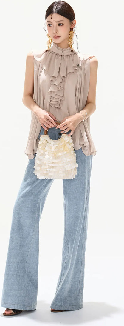 Ruffled Chiffon A-Line Top