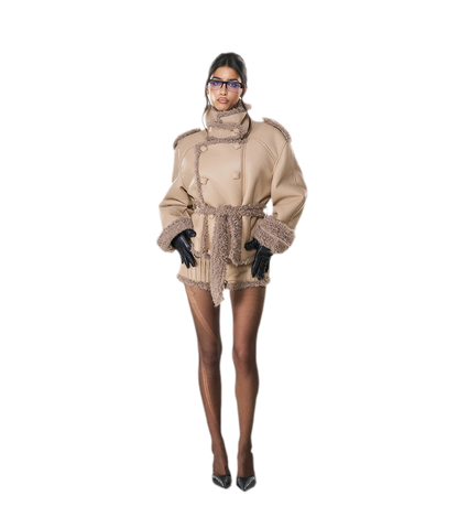 Reversible Fur Leather Cropped Jacket